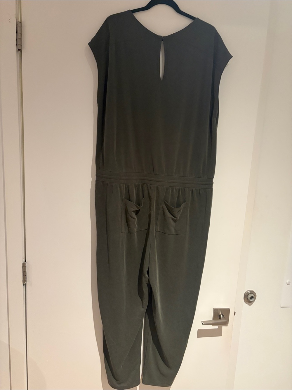 Lou & Grey Olive V-Neck deawstring elastic Waist Jumpsuit - Picture 6 of 12